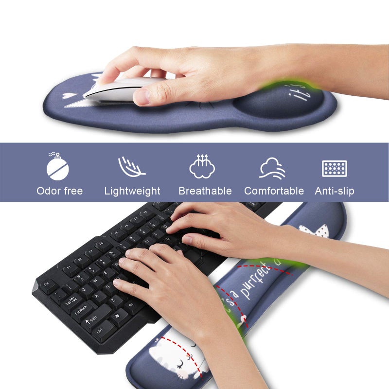 iVeze Keyboard Wrist Rest Pad and Mouse pad with Wrist Rest Support Set, Non Slip Base Wrist Support Mousepads with Ergonomic Comfy Gel Memory Foam for Home Office Efficient Workingï¼ˆPurple Paisley) - Image 3